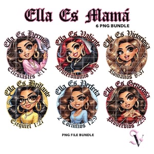 Ella es Mamá Chicana Mom PNG Fête des Mères Chola Style Chibi Old School Design Latina pour Sublimation | Téléchargement numérique
