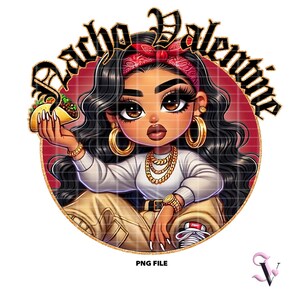 Chicana Valentine PNG Old School Chola Chibi Style Latina Design pour sublimation | Téléchargement numérique