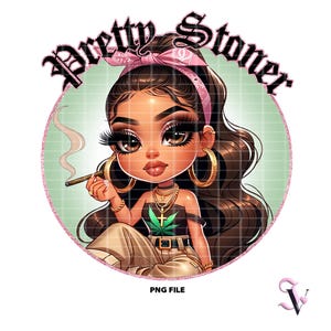 Stoner Chicana PNG Old School Chola Chibi Style Latina Design for Sublimation | Digital Download
