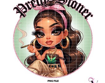 Stoner Chicana PNG Old School Chola Chibi Style Latina Design for Sublimation | Digital Download