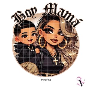 Jongen Mamá Chicana Mom PNG Moederdag Old School Chola Chibi-stijl Latina-ontwerp voor sublimatie | Digitale download