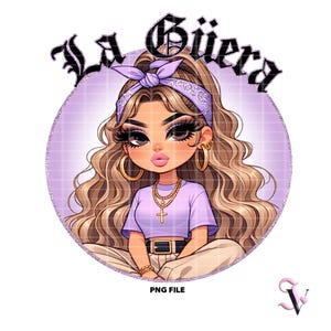 La Guera Old School Chicana PNG Old School Chola Chibi Style Latina Design pour sublimation | Téléchargement numérique
