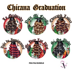 Chicana Graduation PNG Bundle La Graduada Chibi Style Latina Design for Sublimation | Digital Download