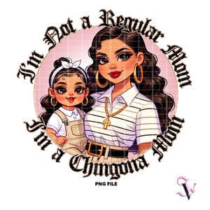 Chingona Chicana Mom PNG Festa della mamma Old School Chola Chibi Style Latina Design per sublimazione / Download digitale