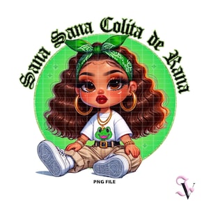 Sana Sana Colita de Rana Chicana Mamá PNG Día de la Madre Estilo Chola Chibi de la Vieja Escuela Diseño Latino para Sublimación / Descarga Digital