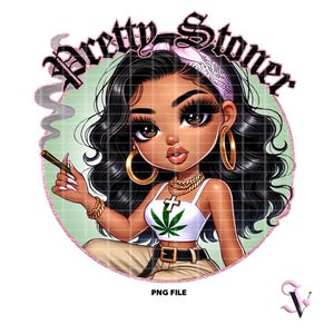 Stoner Chicana PNG Old School Chola Chibi Style Diseño latino para sublimación / descarga digital