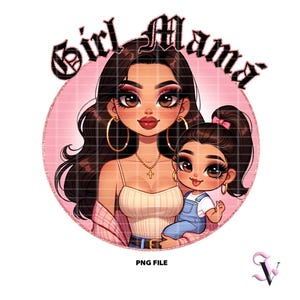 Girl Mama Chicana Mom PNG Fête des Mères Style Old School Chola Chibi Design Latina pour Sublimation | Téléchargement numérique