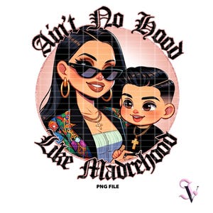 Chicana Mom PNG Fête des Mères Chola Old School Style Chibi Latina Design pour Sublimation | Téléchargement numérique