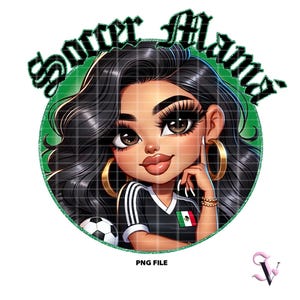 Soccer Mama Chicana PNG Moederdag Old School Chola Chibi-stijl Latina-ontwerp voor sublimatie | Digitale download