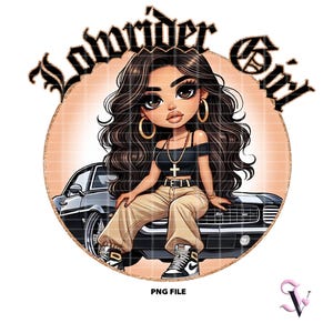 Lowrider Girl Chicana PNG Chicano Lowrider Old School Chola Chibi Style Latina Design pour Sublimation | Téléchargement numérique