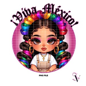 Viva México Chicana PNG Muñeca Maria Doll Cinco de Mayo Old School Chola Chibi-stijl Latina-ontwerp voor sublimatie | Digitale download