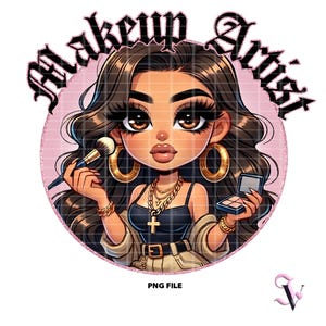 Maquilleuse Chicana PNG Old School Chola Chibi Style Latina Design pour sublimation | Téléchargement numérique
