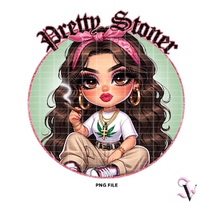Stoner Chicana PNG Old School Chola Chibi Style Latina Design pour Sublimation | Téléchargement numérique