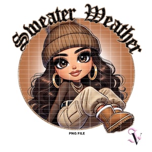 Chicana Fall PNG Old School Chola Chibi Style Latina Design pour sublimation | Téléchargement numérique