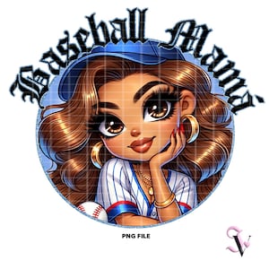 Baseball Mama Chicana PNG Moederdag Old School Chola Chibi-stijl Latina-ontwerp voor sublimatie | Digitale download