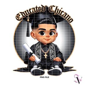 Wykształcony Chicano Graduation PNG El Graduado Chibi Style Latino Design do sublimacji | Pobieranie cyfrowe