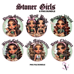 Stoner Chicana PNG Bundle Old School Chola Chibi Style Latina Design pour sublimation | Téléchargement numérique