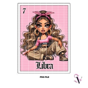 Balance, carte Loteria, zodiaque chicana, png, horoscope, old school, chola, chibi, style latina, design, pour, sublimation | Téléchargement numérique