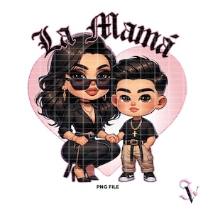 La Mama Chicana Mom PNG Festa della mamma Old School Chola Chibi Style Latina Design per sublimazione / Download digitale
