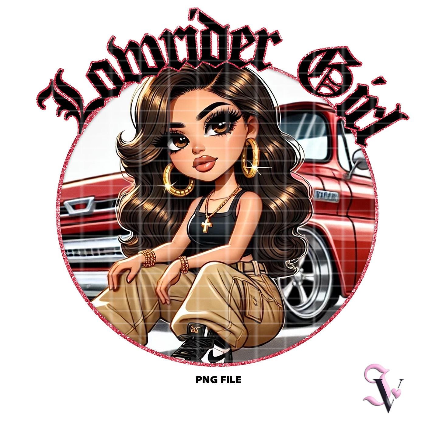 Chicana Lowrider Girl PNG: Chibi Latina Design (digital Download