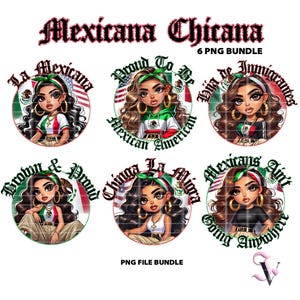 Mexicana Chicana PNG Fierté mexicaine Immigration Latina Style Chibi Design Latina pour sublimation | Téléchargement numérique