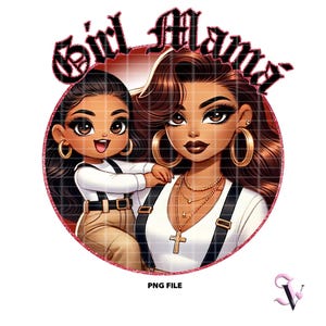 Girl Mamá Chicana Mom PNG Fête des Mères Style Old School Chola Chibi Design Latina pour Sublimation | Téléchargement numérique