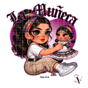 La Muneca Old School Chicana PNG Old School Chola Chibi Style Latina Design pour Sublimation | Téléchargement numérique