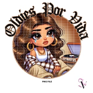 Oldies Por Vida Old School Chicana PNG Old School Chola Chibi-stijl Latina-ontwerp voor sublimatie | Digitale download