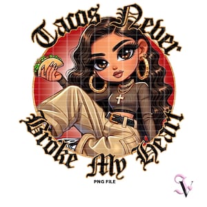 Chicana Valentine PNG Old School Chola Chibi Style Latina Design per Sublimazione / Download Digitale