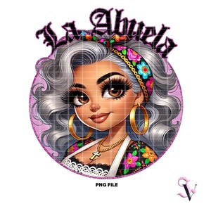 La Abuela Chicana PNG Fête des Mères Style Old School Chola Chibi Design Latina pour Sublimation | Téléchargement numérique