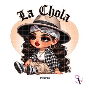 La Chola Old School Chicana PNG Old School Chola Chibi Style Latina Design pour Sublimation | Téléchargement numérique