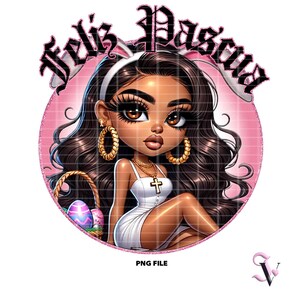 Feliz Pascua Chicana Pâques PNG Old School Chola Chibi Style Latina Design pour sublimation | Téléchargement numérique