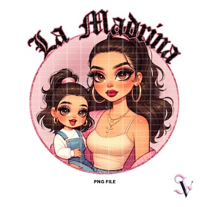 La Madrina Chicana PNG Design Latina Chola Chibi Old School Style Old School pour la Sublimation | Téléchargement numérique
