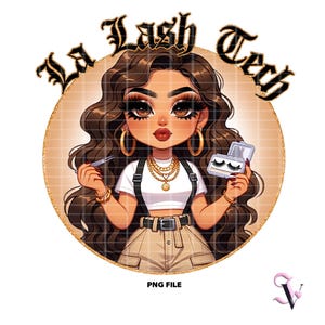 La Lash Tech Old School Chicana PNG Old School Chola Chibi-stijl Latina-ontwerp voor sublimatie | Digitale download