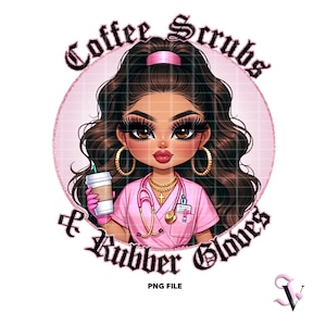 Chicana Nurse PNG Old School Chola Chibi Style Latina Design for Sublimation | Digital Download