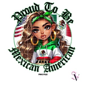 Orgoglioso di essere messicano americano Chicana PNG Mexicana Mexican Pride Chibi Style Latina Design per sublimazione / download digitale