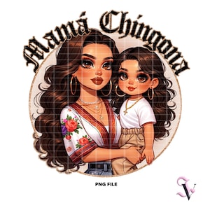 Mama Chingona Chicana Mom Moederdag Old School Chola Chibi-stijl Latina-ontwerp voor sublimatie | Digitale download