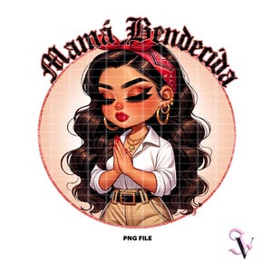 Mama Bendecida Chicana Mom Moederdag Old School Chola Chibi-stijl Latina-ontwerp voor sublimatie | Digitale download
