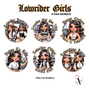 Lowrider Chicana PNG Bundle Old School Chola Chibi Style Latina Design for Sublimation | Digital Download