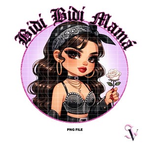Chicana moeder png Moederdag Old School Chola Chibi-stijl Latina-ontwerp voor sublimatie | Digitale download