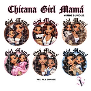 Paquete de imágenes PNG de mamá chicana para el día de la madre, estilo chola chibi de la vieja escuela, diseño latino para sublimación/descarga digital