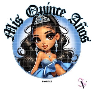 Mis Quince Años Chicana PNG Quinceañera Mis XV Años Latina Sayings Chibi Style Latina Design for Sublimation | Digital Download