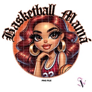 Basketbal Mama Chicana png Moederdag Old School Chola Chibi-stijl Latina-ontwerp voor sublimatie | Digitale download