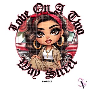 Chicana Valentine PNG Old School Chola Chibi Style Latina Design pour sublimation | Téléchargement numérique