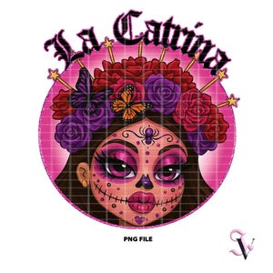 La Catrina Dia de los Muertos Chicana Halloween PNG Style Old School Chola Chibi Design Latina pour sublimation | Téléchargement numérique