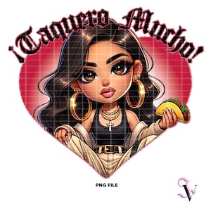 Chicana Valentine PNG Old School Chola Chibi Style Latina Design for Sublimation | Digital Download
