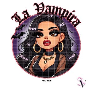 La Vampira Chicana Halloween PNG Old School Chola Chibi-stijl Latina-ontwerp voor sublimatie | Digitale download