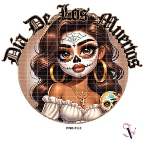 Dia de los Muertos Chicana Halloween PNG La Catrina Old School Chola Chibi Style Latina Design for Sublimation | Digital Download