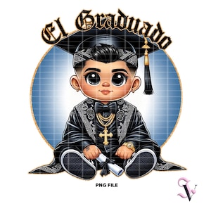 El Graduado Chicano Graduation PNG Chibi Style Latino Design do sublimacji | Pobieranie cyfrowe