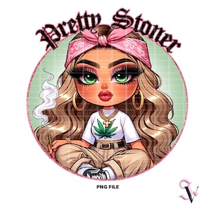 Stoner Chicana PNG Old School Chola Chibi Style Latina Design pour Sublimation | Téléchargement numérique